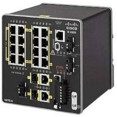 Cisco Industrial Switch 16P PoE+ Wide Temp Range & Redundant Power IE-2000-16PTC-G-E